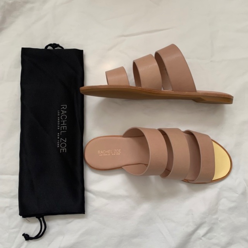 NWT Rachel Zoe Rivi Vachetta Nude Slide Sandals
